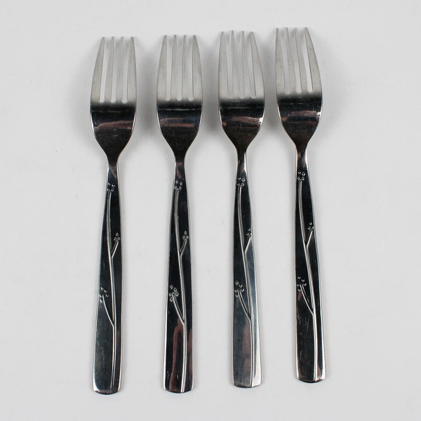 Set of 4 Reed & Barton Fiori Stainless 18/10 Dinner Forks 8"