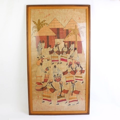 Signed G. Bukenya Framed Painted Batik Fabric Art