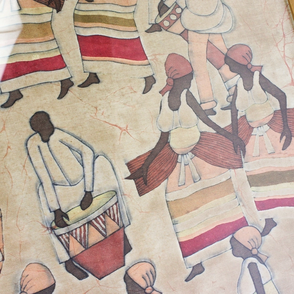 Signed G. Bukenya Framed Painted Batik Fabric Art