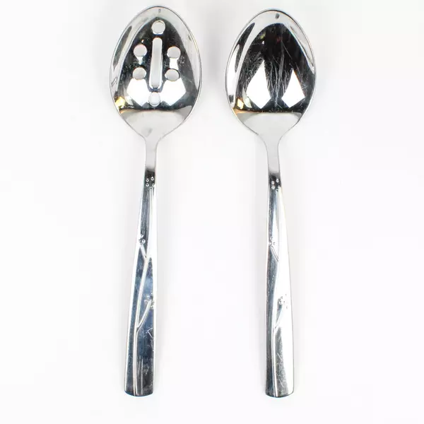Set of 2 Reed & Barton Fiori Serving Utensils Slotted & Solid Serving Spoons