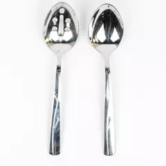 Set of 2 Reed & Barton Fiori Serving Utensils Slotted & Solid Serving Spoons