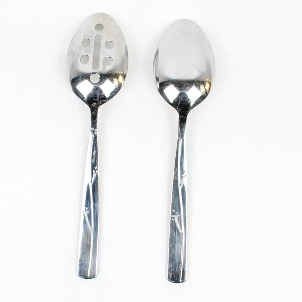 Set of 2 Reed & Barton Fiori Serving Utensils Slotted & Solid Serving Spoons