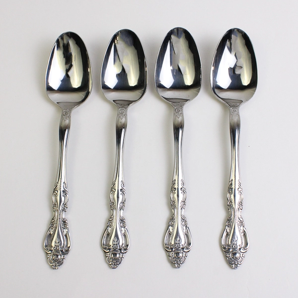 Set of 4 Reed & Barton Baroque Stainless Steel Soup Spoons