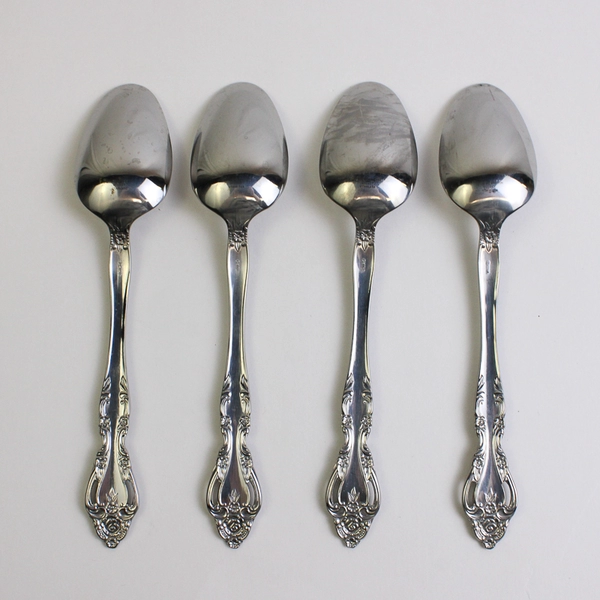 Set of 4 Reed & Barton Baroque Stainless Steel Soup Spoons