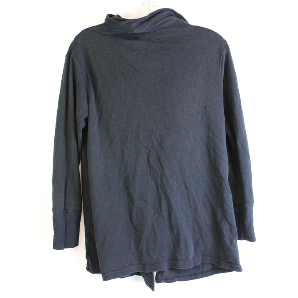 Caslon Solid Black Asymmetrical Zipper Jacket Women's Petite Medium