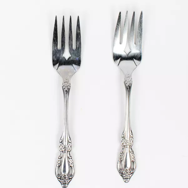 Lot Of 2 Oneida Silver Brahms (Stainless) Flatware Cold Meat Serving Forks