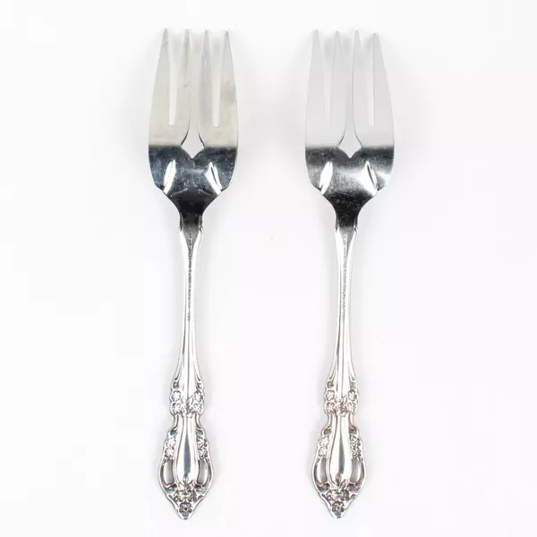 Lot Of 2 Oneida Silver Brahms (Stainless) Flatware Cold Meat Serving Forks