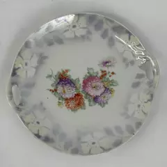 Vintage Floral Pattern Porcelain Plate With Handles From Germany