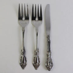Lot Of 3 Oneida Silver Brahms (Stainless) Flatware 2 Serving Forks Dinner Knive