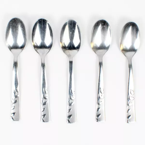 Lot Of 5 Cambridge Silver Blossom Sand (Stainless) Flatware Teaspoons