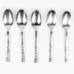 Lot Of 5 Cambridge Silver Blossom Sand (Stainless) Flatware Teaspoons