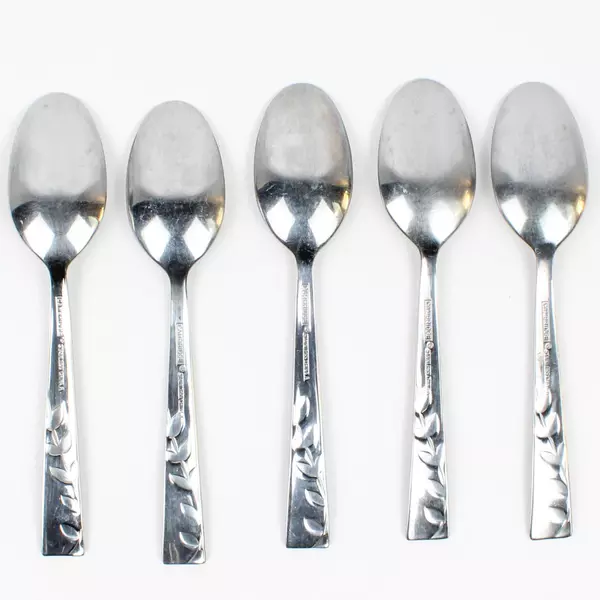 Lot Of 5 Cambridge Silver Blossom Sand (Stainless) Flatware Teaspoons