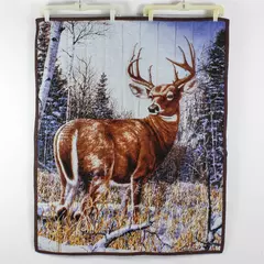 Handmade Alice Smith Deer Buck Lap Quilt Winter Home Cabin Decor 34" x 42"