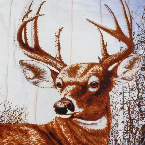 Handmade Alice Smith Deer Buck Lap Quilt Winter Home Cabin Decor 34" x 42"