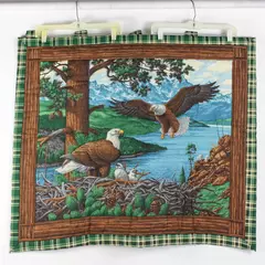 Handmade Quilted Bald Eagle Nest Tab Top Wall Hanging 30" x 39" Cabin Decor