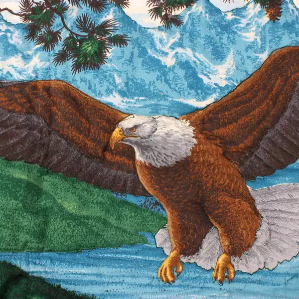 Handmade Quilted Bald Eagle Nest Tab Top Wall Hanging 30" x 39" Cabin Decor