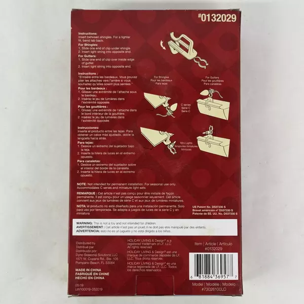 Holiday Living 100 CT Gutter Shingle Clips For Outdoor Lights