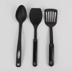 Lot of 3 Black Nylon Kitchen Cooking Utensils Spoon and Spatulas