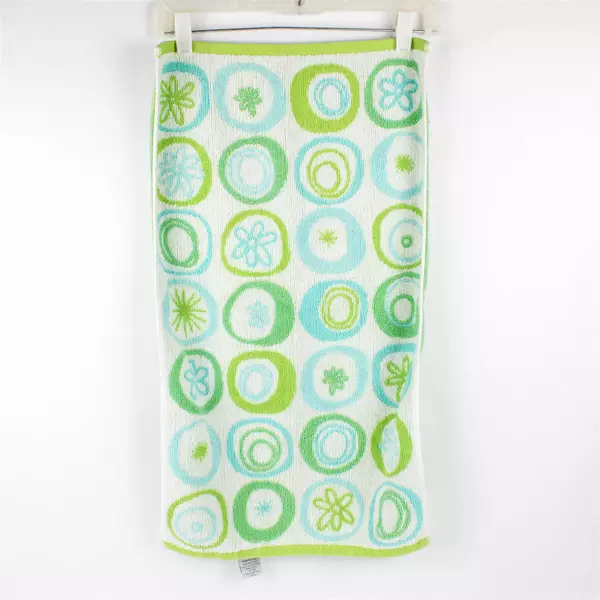Lot Of 2 Matching Creative Bath 100% Cotton Hand Towels 70s Inspired Blue/Green