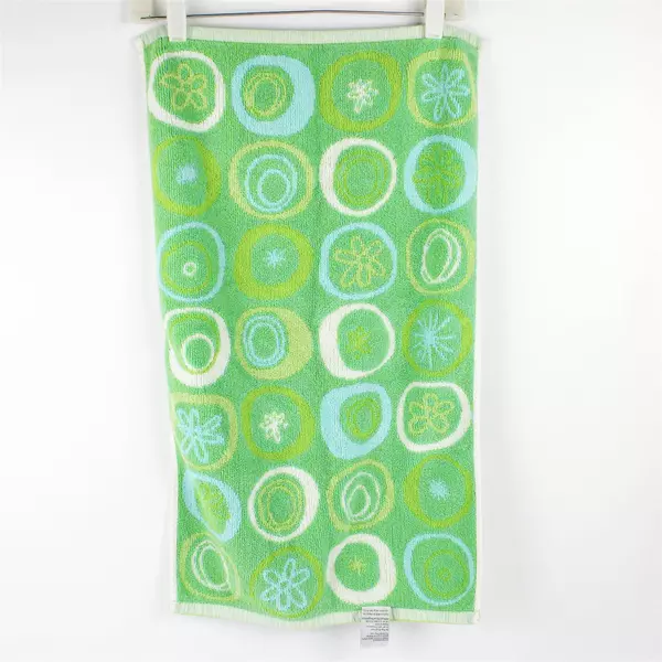 Lot Of 2 Matching Creative Bath 100% Cotton Hand Towels 70s Inspired Blue/Green
