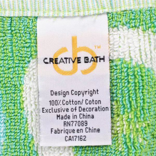 Lot Of 2 Matching Creative Bath 100% Cotton Hand Towels 70s Inspired Blue/Green