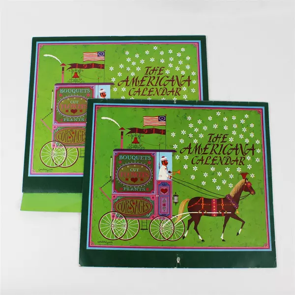 Lot of 2 Vintage 1974 The Americana Calendar Designed by Charles Wysocki
