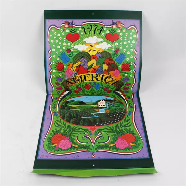 Lot of 2 Vintage 1974 The Americana Calendar Designed by Charles Wysocki