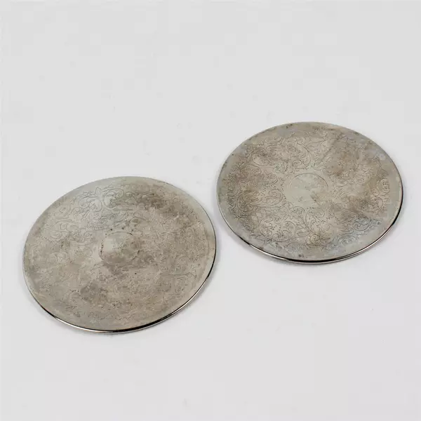 Set of 2 Vintage Silver Plated Coasters 3.5"