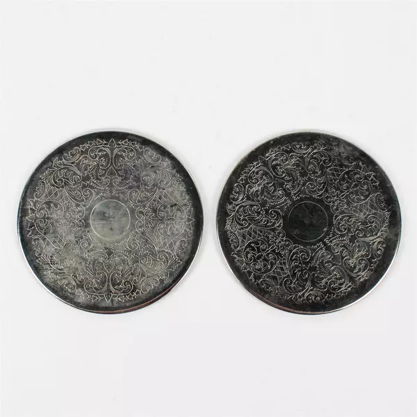 Set of 2 Vintage Silver Plated Coasters 3.5"