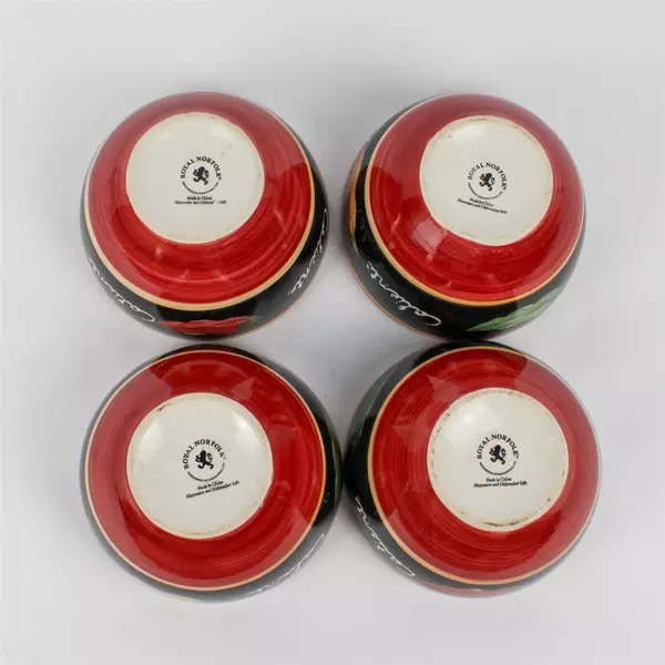 Lot Of 4 Royal Norfolk RNF33 Pattern Ceramic Bowls 9.25" Diameter 3.5" Tall