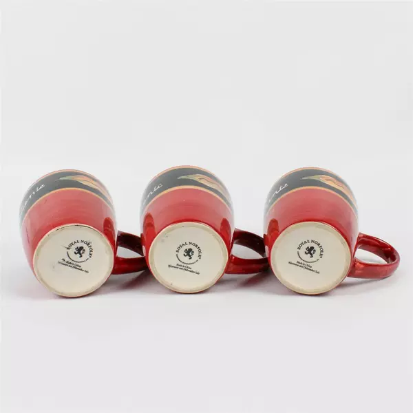 Lot Of 3 Royal Norfolk RNF33 Pattern Ceramic Mugs/Cups 4.5" Tall