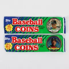 Lot of 2 Topps Pack of 3 Baseball Coins 1990 Sealed