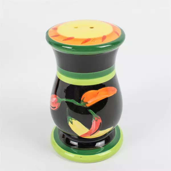 Set Of 2 Matching Unbranded Ceramic Salt & Pepper Shakers Chili Pepper Pattern