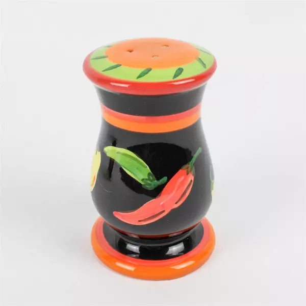 Set Of 2 Matching Unbranded Ceramic Salt & Pepper Shakers Chili Pepper Pattern
