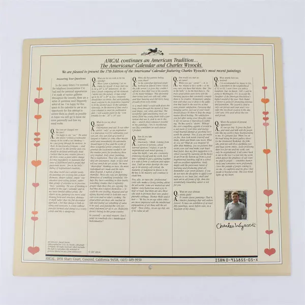 Vintage Amcal Inc 1988 The Americana Calendar Designed by Charles Wysocki