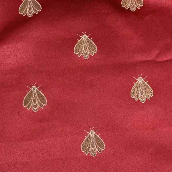 Unbranded Red Tablecloth Embroidered Orange Moth/Insect 58" x 54"