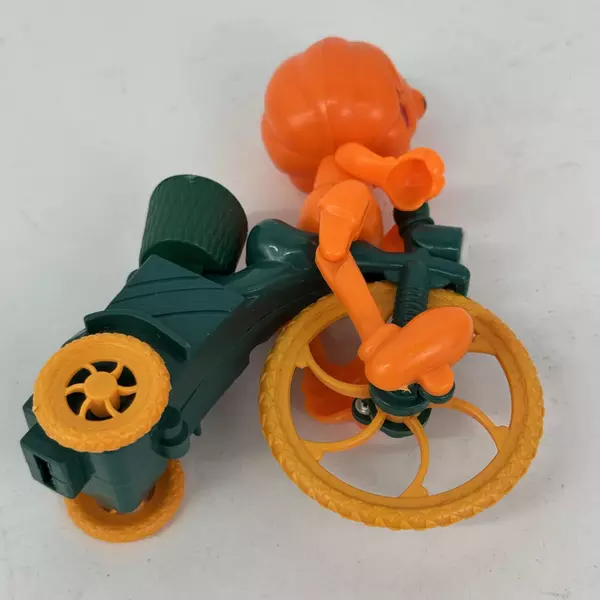 Wind Up Halloween Jack O' Lantern Pumpkin Man On A Tricycle Lollipop Holder