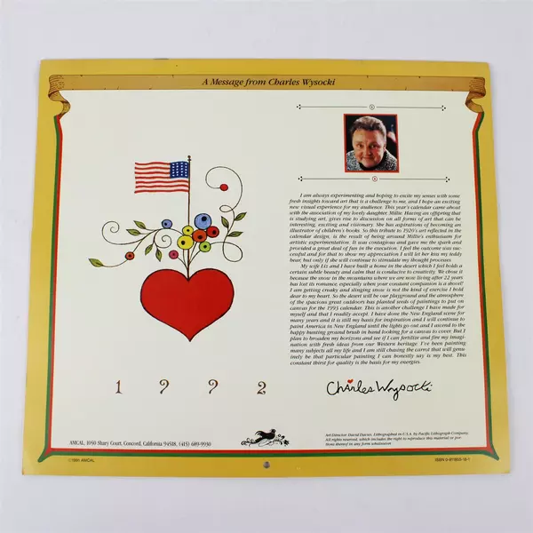 Vintage 1992 The Americana Calendar Designed by Charles Wysocki