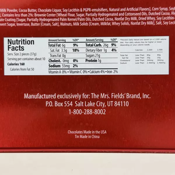 Mrs. Fields Red Christmas Holly & Ivy Collectible Tin Empty Chocolates Container