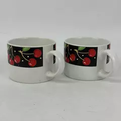 1994 Set of 2 At Home with Mary Engelbreit Sakura Cherries 6 Oz Coffee Mugs Cups