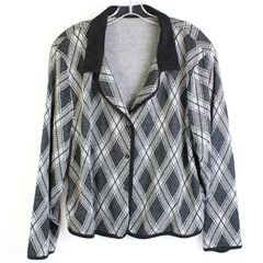 Vintage Surf and Turf of California Black and White Argyle Cardigan Women's 24