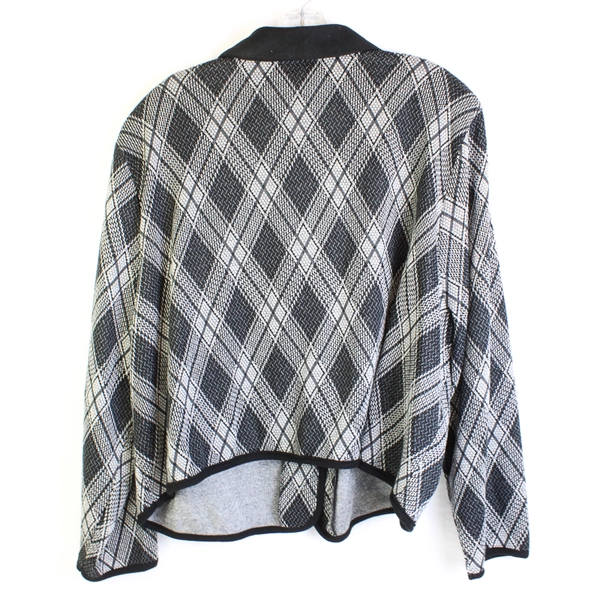 Vintage Surf and Turf of California Black and White Argyle Cardigan Women's 24