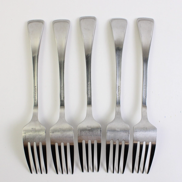 Lot Of 5 Oneida Silver Emma (Stainless, Satin) Oval Dinner Forks 8" Long
