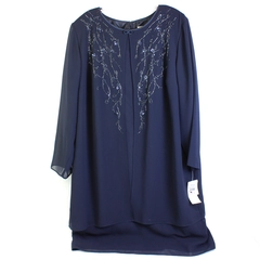 NWT Studio I Beaded Navy Blue Shift Midi Dress Women's Size 22W
