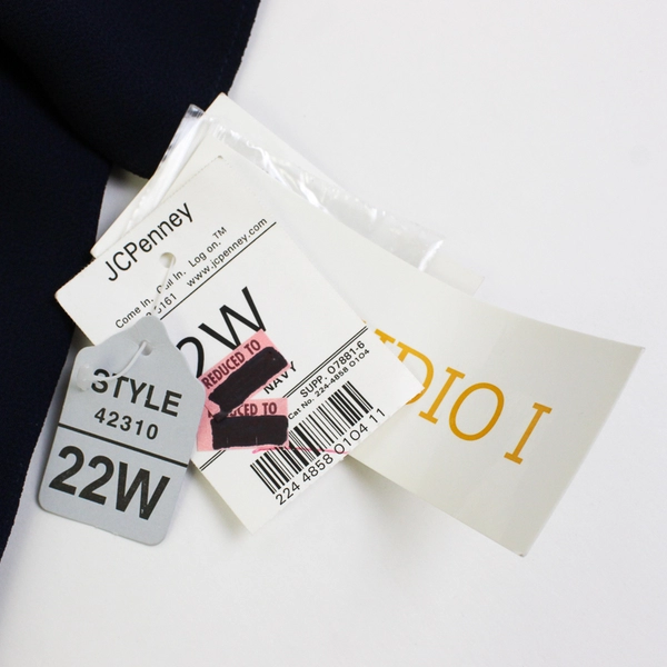 NWT Studio I Beaded Navy Blue Shift Midi Dress Women's Size 22W