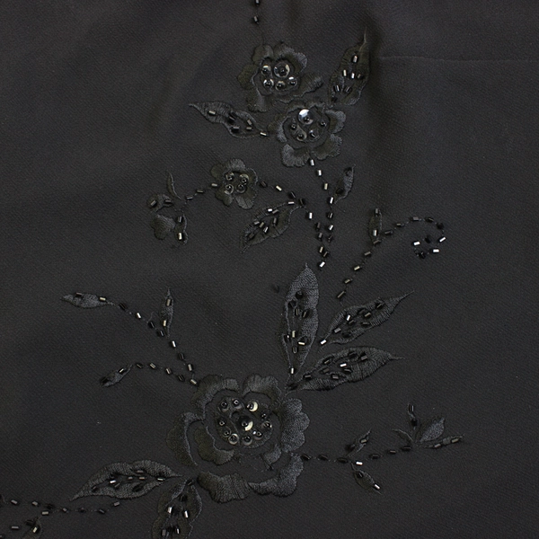 Studio I Beaded Embroidered Black Short Sleeve V-Neck Blouse Women's Size 24W