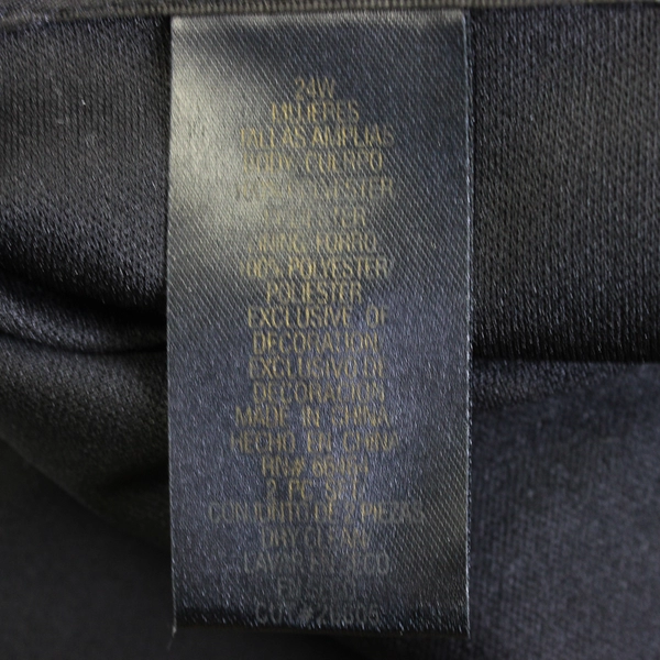 Studio I Beaded Embroidered Black Short Sleeve V-Neck Blouse Women's Size 24W