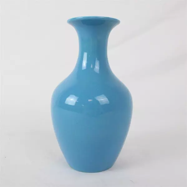 Vintage 6" Hand Painted Japanese Cherry Blossom Bud Vase Blue Flower Retro