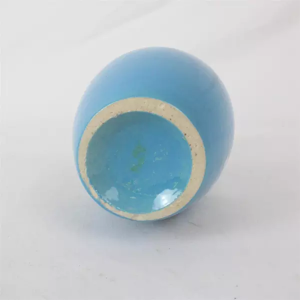 Vintage 6" Hand Painted Japanese Cherry Blossom Bud Vase Blue Flower Retro