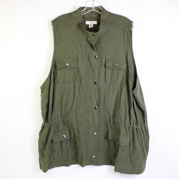 CJ Banks Army Green Vest Women's Size 3X